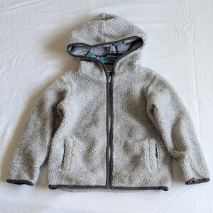 OshKosh B'gosh Boys Hooded Sherpa Zip Up Jacket Striped Jersey Lining 4T